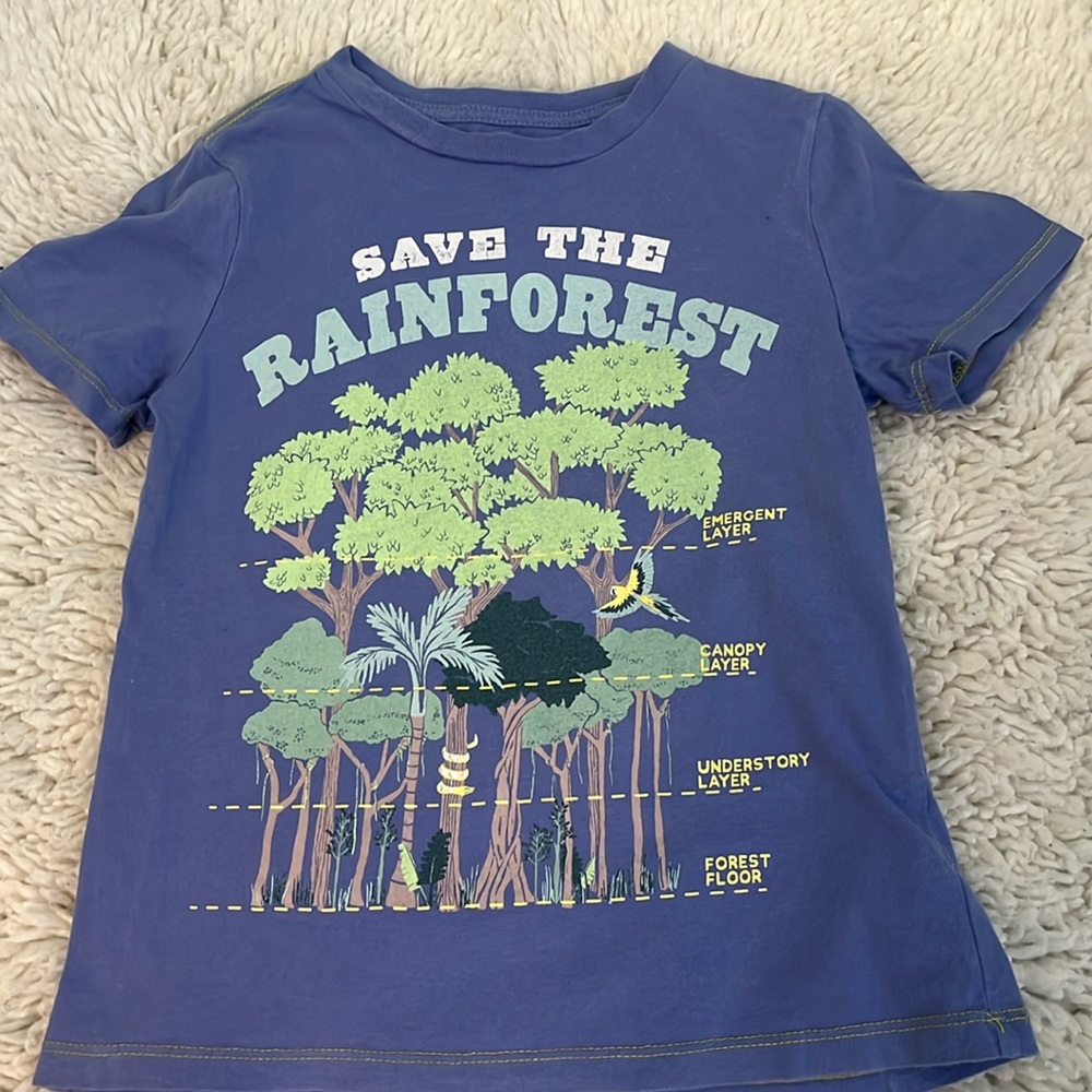 Save the rainforest tee by Peek aren’t you curious. Size 4/5.